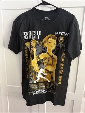 K-Pop Demon Hunters Black & Gold Zoey Graphic Tee Size Small